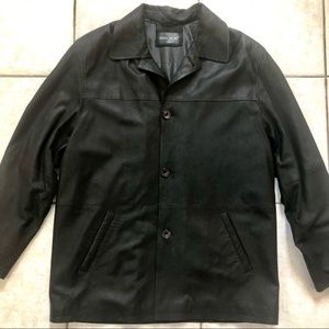 Men’s Gian Mori Black Genuine Leather Blazer Jacket